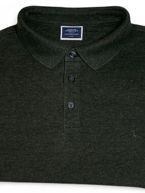NWOT! Charles Tyrwhitt Pique Polo in Marl Forest Green Men’s Size L LOGO Golf